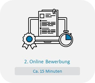 Schritt 2 im Bewerbungsprozess: Die Online-Bewerbung dauert ca. 15 Minuten und erfolgt direkt über das Bewerbungsportal.