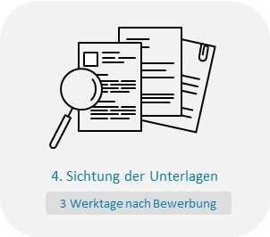Schritt 4 im Bewerbungsprozess: Die Unterlagen werden innerhalb von drei Werktagen nach Bewerbungseingang gesichtet.
